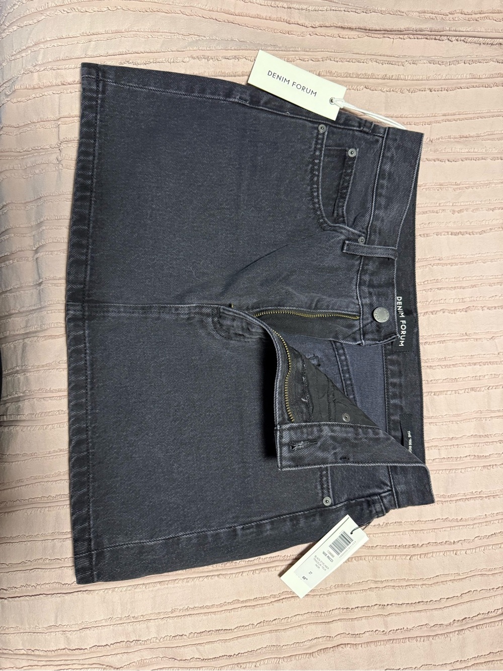 Denim Forum Black Washed Denim Mini Skirt